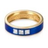 14K Yellow Gold and Blue Enamel 'This Too Shall Pass' Men's Ring With