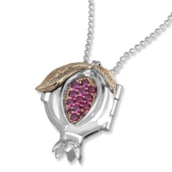 Rafael Jewelry Sterling Silver and 14K Gold Shema Yisrael Pomegranate