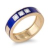 14K Yellow Gold and Blue Enamel 'This Too Shall Pass' Ring With Three
