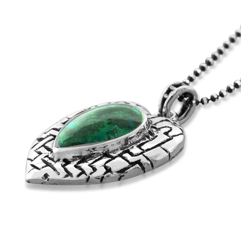 Grand collier coeur en argent avec pierre d'Eilat
