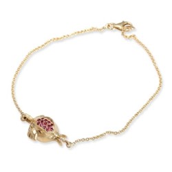 Elegant 14K Yellow Gold Pomegranate Bracelet