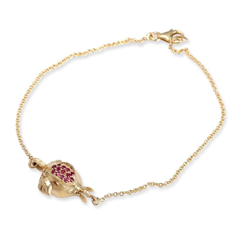 Elegant 14K Yellow Gold Pomegranate Bracelet