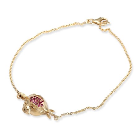 Elegant 14K Yellow Gold Pomegranate Bracelet