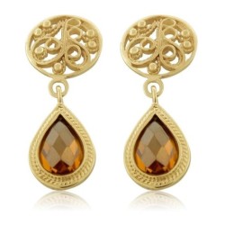 14K Gold and Citrine Drop Earrings
