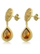 Boucles d'oreilles pendantes en or 14 carats et citrine