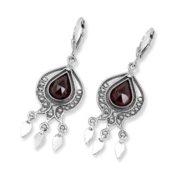 Rafael Jewelry Boucles d'oreilles grenade en argent avec pierre grenat rouge
