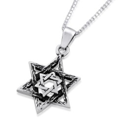 Sterling Silver Layered Star of David Necklace