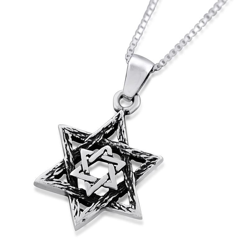 Sterling Silver Layered Star of David Necklace