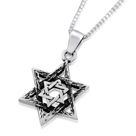 Sterling Silver Layered Star of David Necklace