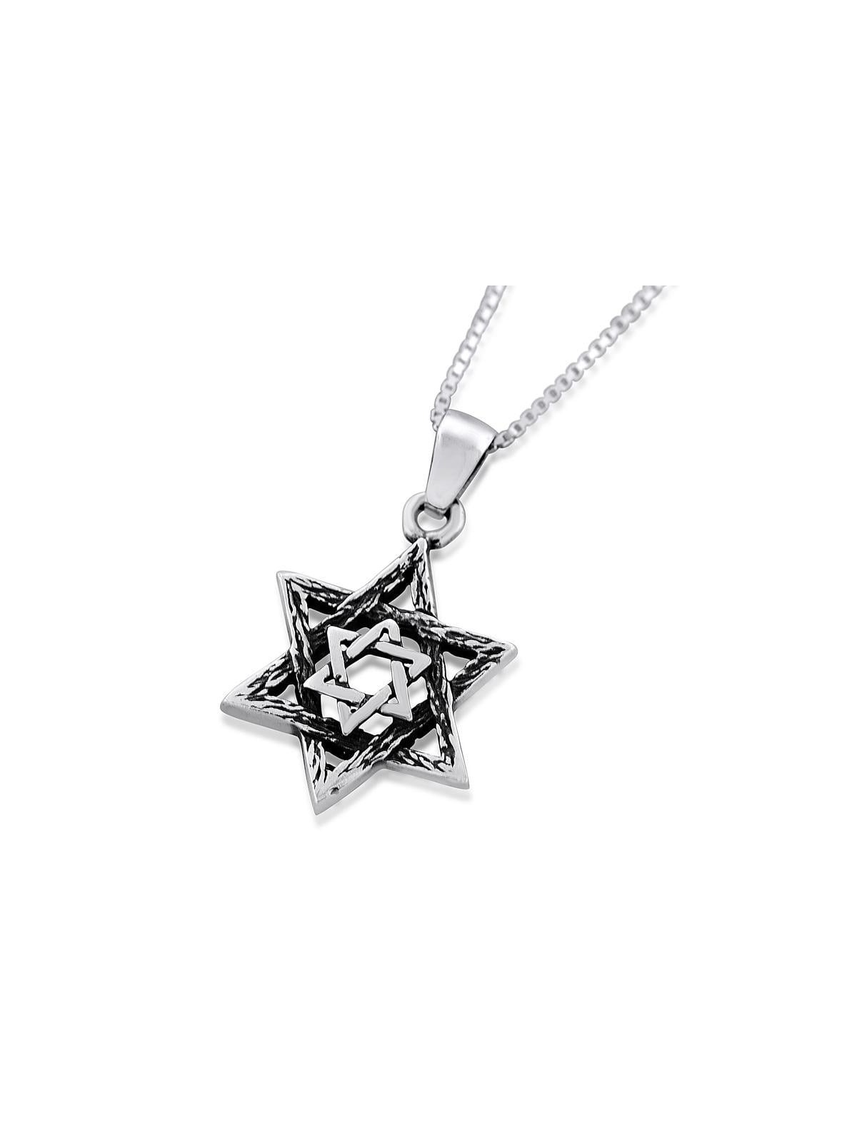 Collier étoile de David superposé en argent sterling