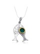 Eilat Stone, Silver and Gold Fish Necklace