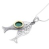 Eilat Stone, Silver and Gold Fish Necklace