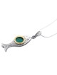 Collier de poisson en pierre d’Eilat, argent et or