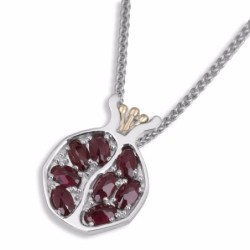 Rafael Jewlery Pomegranate 925 Sterling Silver and 9K Gold with Garnet