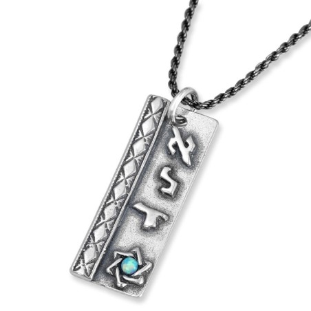 Pendentif Kabbale en argent sterling 925 fait à la main avec pierre d'opale - Divine