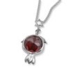 Sterling Silver and Garnet Pomegranate Necklace with Star of David Det