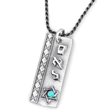 Pendentif Kabbale en argent sterling 925 fabriqué à la main avec pierre d'opale - Abu