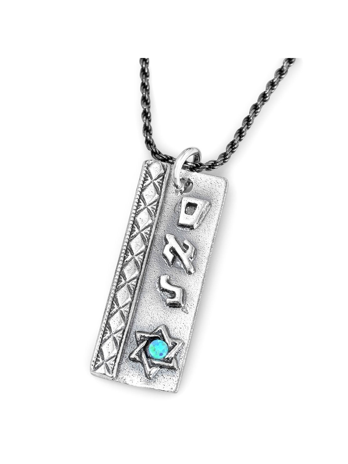 Pendentif Kabbale en argent sterling 925 fabriqué à la main avec pierre d'opale - Abu