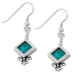 Boucles d'oreilles en forme de diamant en pierre d'Eilat et argent