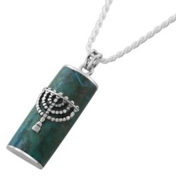 Collier en pierre d'Eilat avec menorah en argent sterling