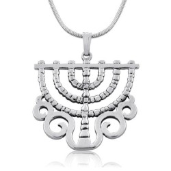 Exclusive Sterling Silver Ornate Menorah Necklace