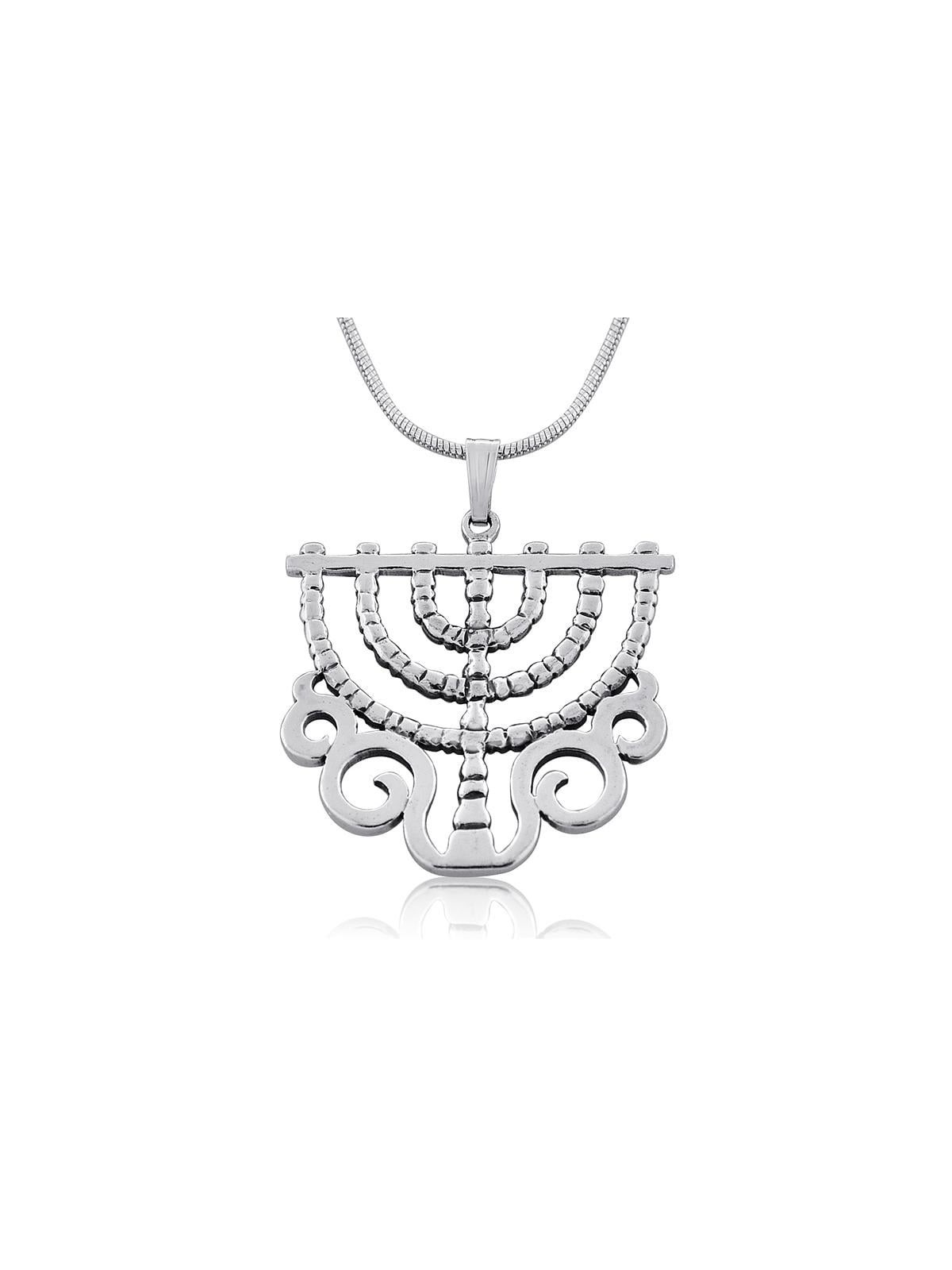 שרשרת חנוכייה מעוטרת מכסף סטרלינג בלעדי