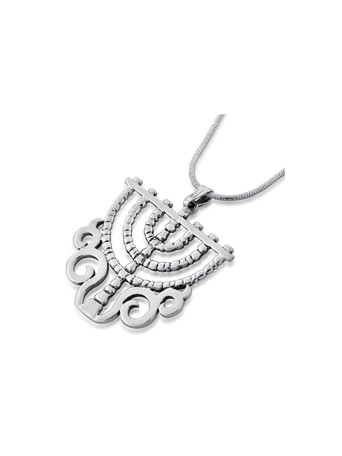 Collier menorah orné exclusif en argent sterling