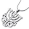 Exclusive Sterling Silver Ornate Menorah Necklace