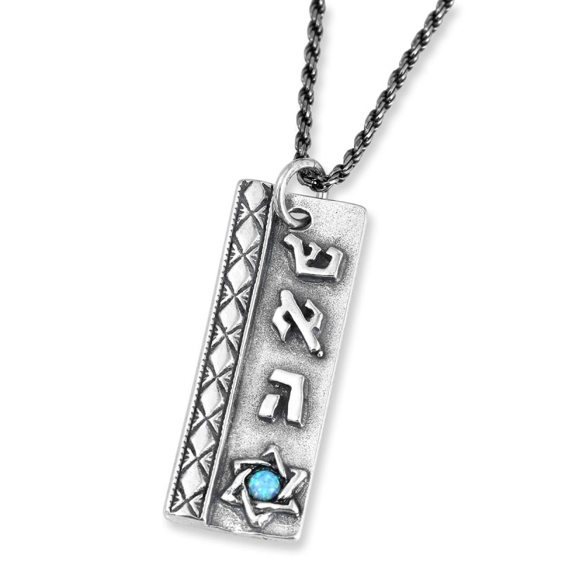 Pendentif Kabbale en argent sterling 925 fabriqué à la main avec pierre d'opale - Rel