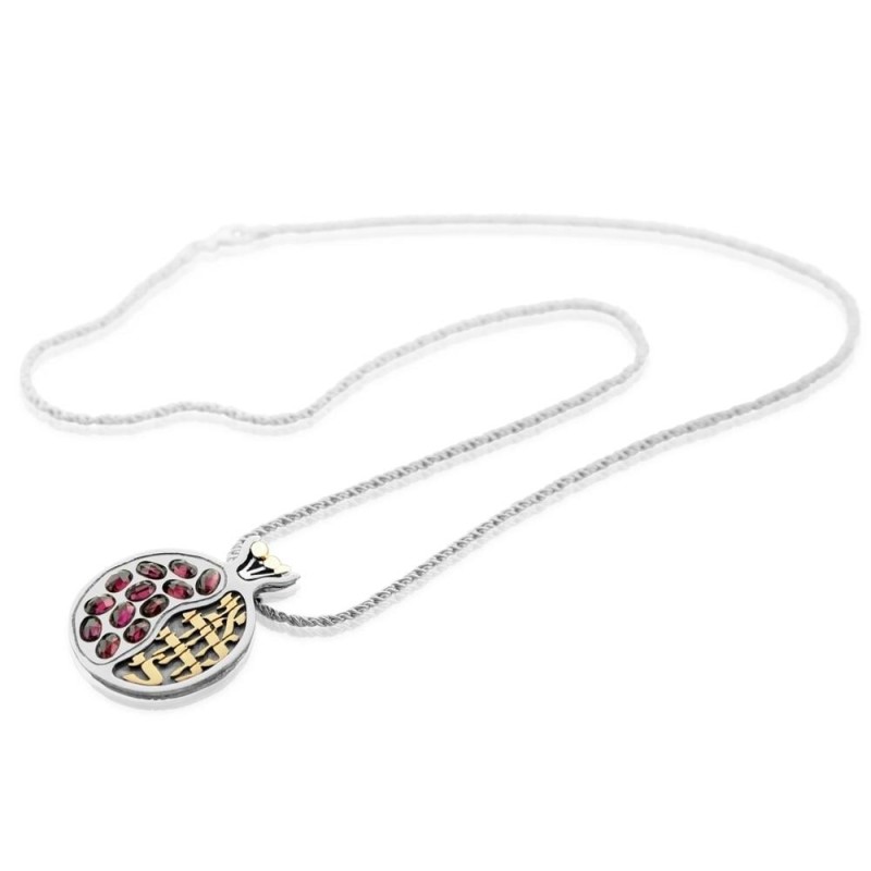 Collier de grenade en argent et or - Bien-aimé (Cantique des Cantiques 6:3)