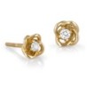 14K Gold 4-Pronged Diamond Stud Earrings With Chic Knotted Design (Cho