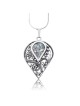 Collier en forme de larme en verre romain et argent sterling