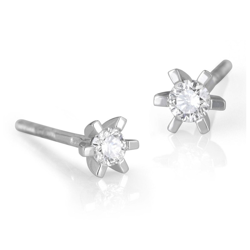 Boucles d'oreilles à tige en or 14 carats avec diamant à 6 griffes 0,24 ct (choix de couleur)