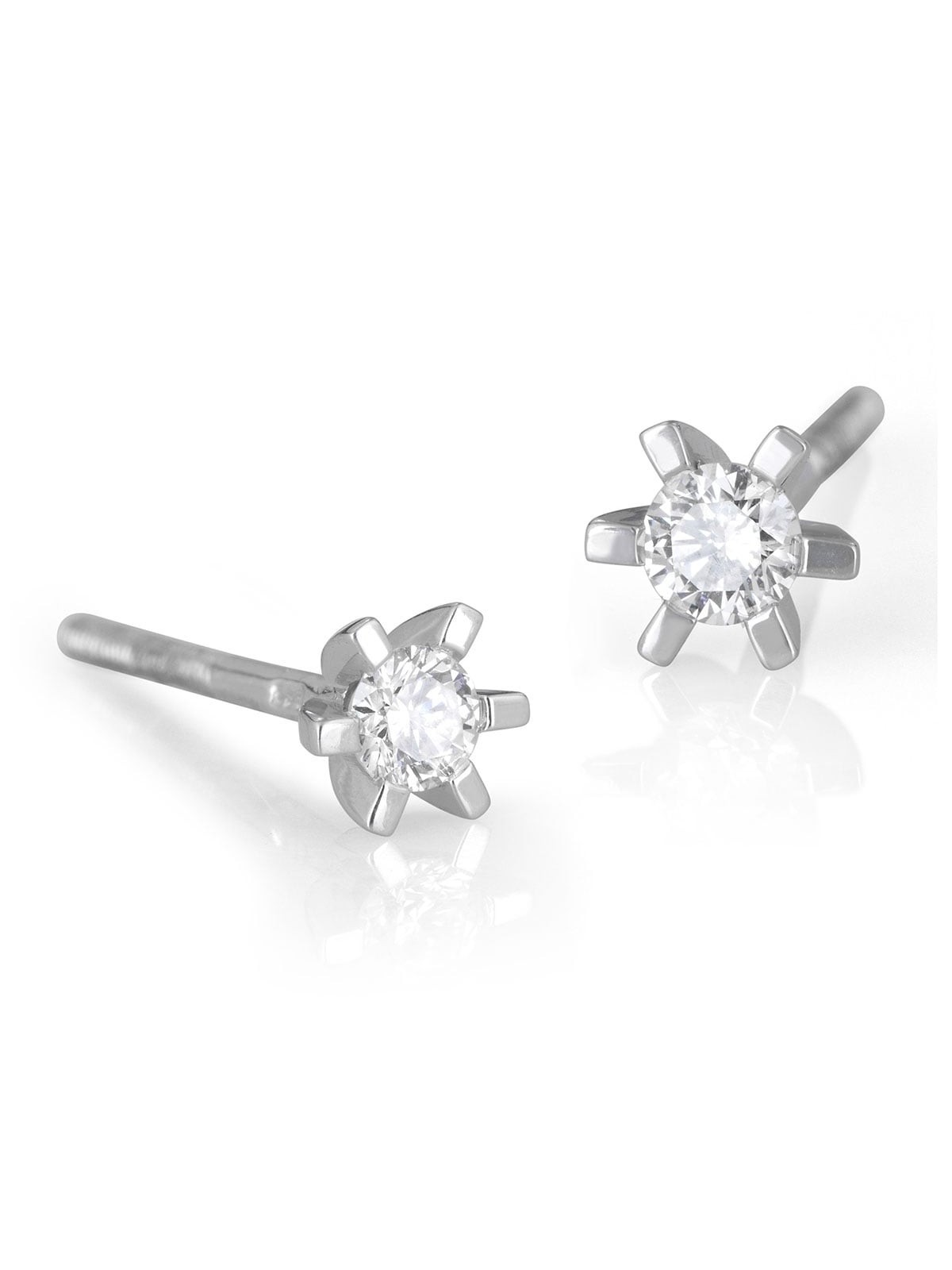 Boucles d'oreilles à tige en or 14 carats avec diamant à 6 griffes 0,24 ct (choix de couleur)