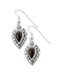 Boucles d'oreilles coeur en argent avec pierre grenat