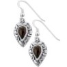 Silver Heart Earrings with Garnet Stone