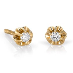 14K Gold Pronged Diamond Stud Earrings (Choice of Color)