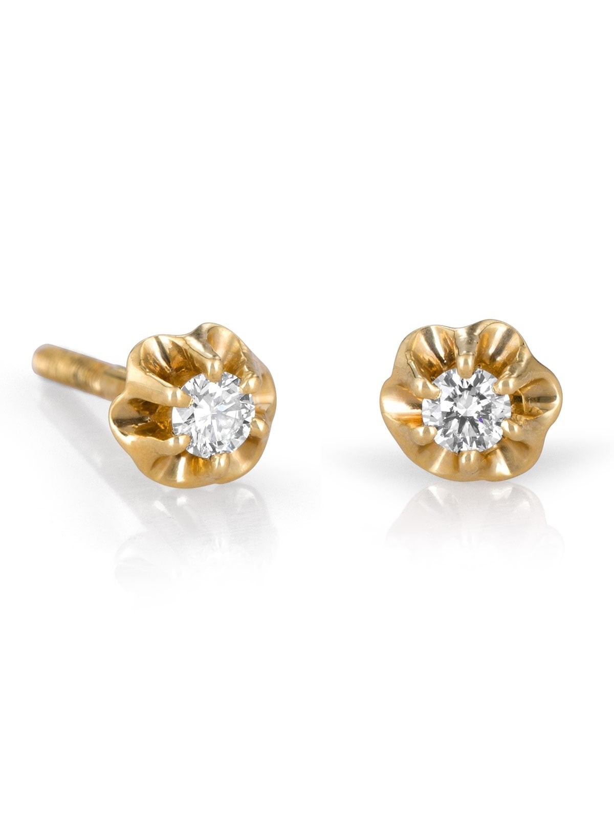 14K Gold Pronged Diamond Stud Earrings (Choice of Color)