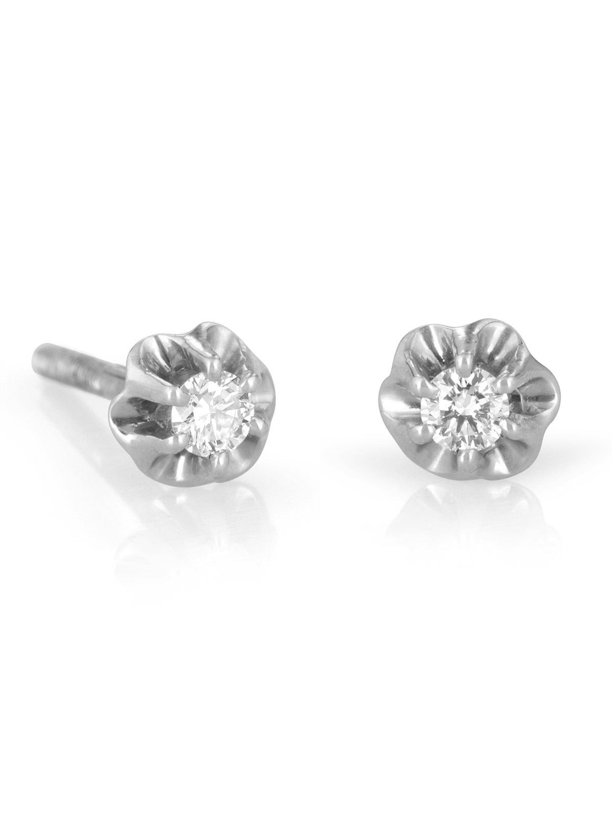14K Gold Pronged Diamond Stud Earrings (Choice of Color)