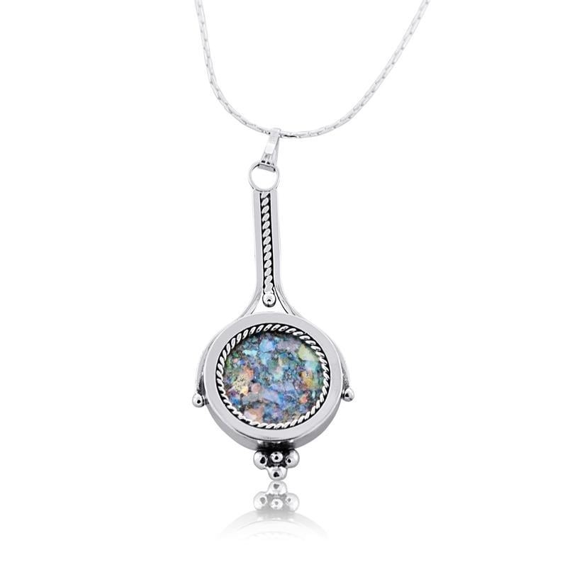 Sautoir romain en verre et argent