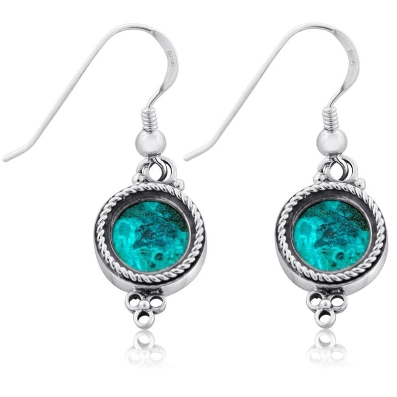 Rafael Jewelry Boucles d'oreilles cercle en pierre d'Eilat et argent