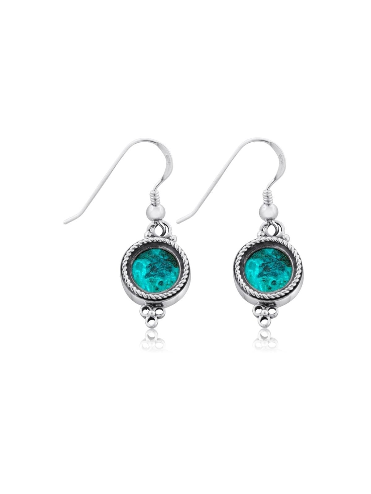 Rafael Jewelry Boucles d'oreilles cercle en pierre d'Eilat et argent