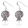 Sterling Silver Filigree Pomegranate Earrings with Ruby Gemstones