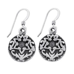 Boucles d'oreilles étoile de David en argent sterling - Bénédiction sacerdotale