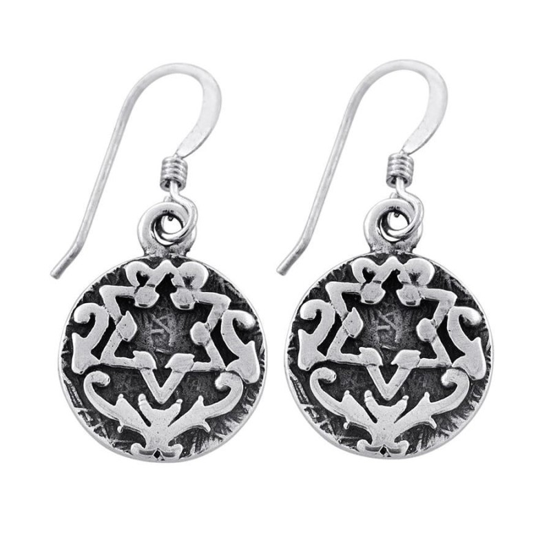 Boucles d'oreilles étoile de David en argent sterling - Bénédiction sacerdotale