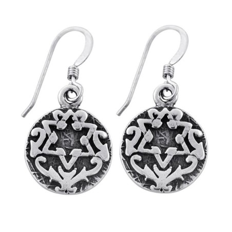 Boucles d'oreilles étoile de David en argent sterling - Bénédiction sacerdotale