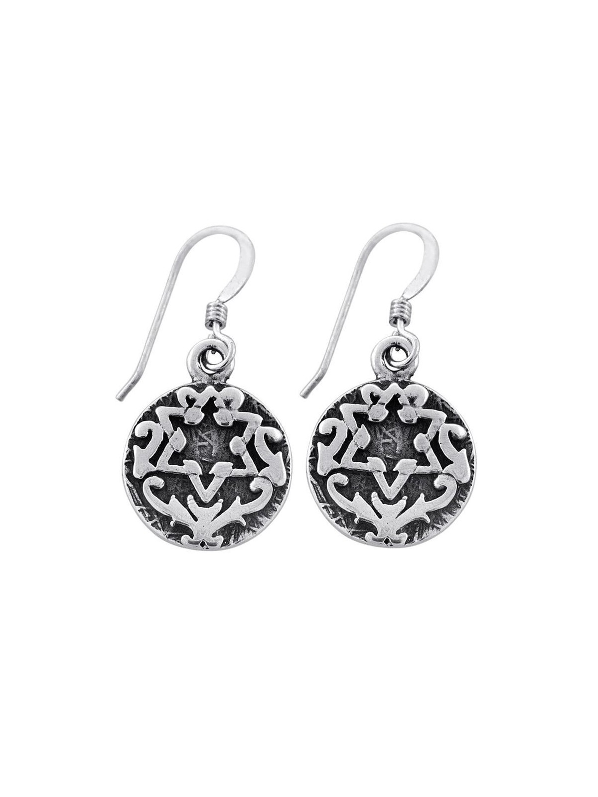Boucles d'oreilles étoile de David en argent sterling - Bénédiction sacerdotale
