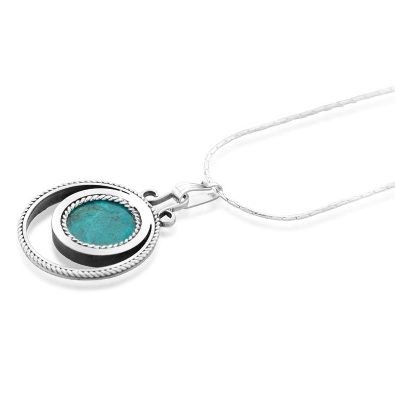 Collier rond en pierre d'Eilat et argent