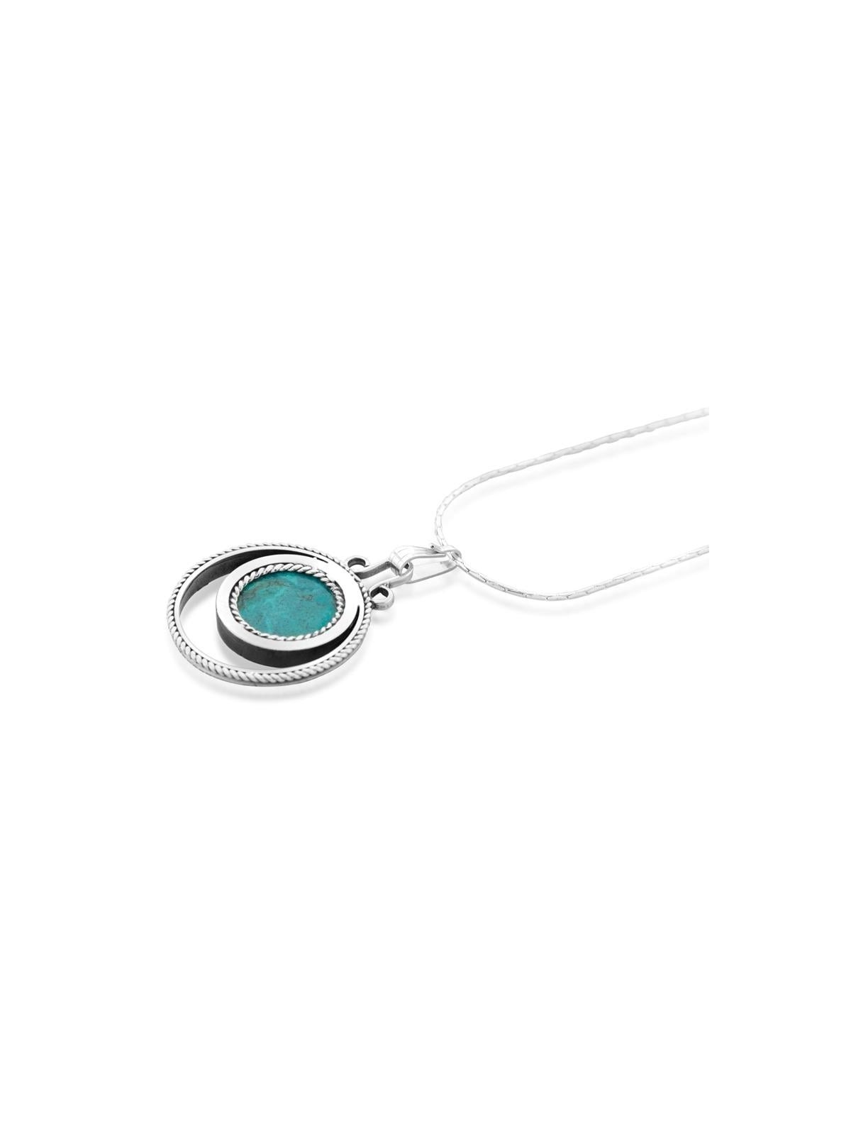 Collier rond en pierre d'Eilat et argent
