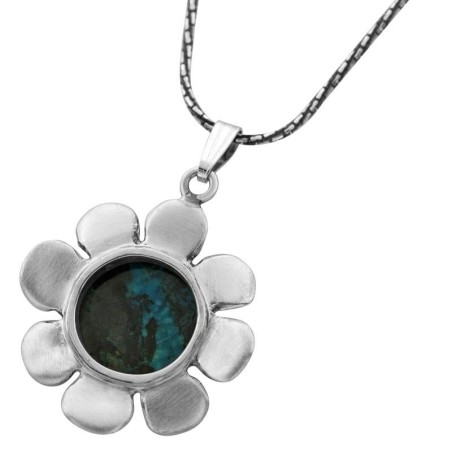 Collier marguerite en argent sterling et pierre d’Eilat